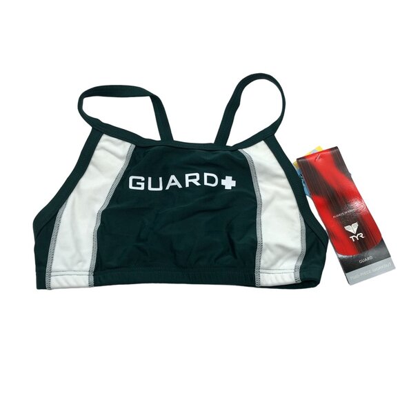 TYR Guard Moderate Cut Swim Tankini Top Dark Green White S - Picture 1 of 7